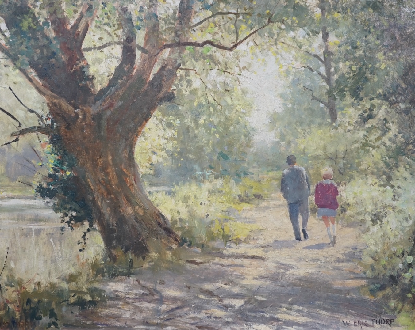William Eric Thorp (1901–1993), oil on board, ‘A Backwater, near Abingdon’, signed, 49 x 63cm. Condition - good